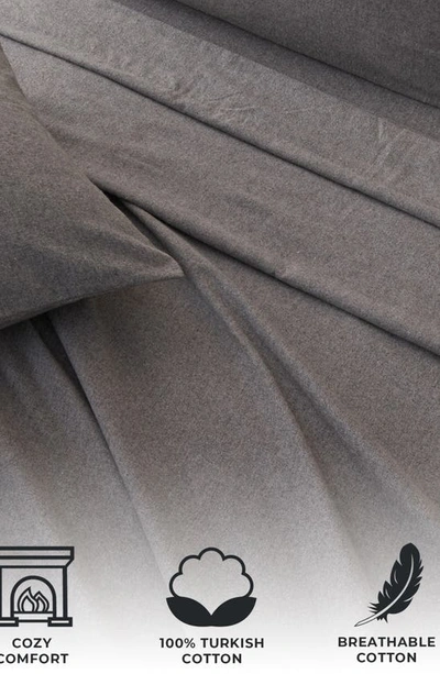 Woven & Weft Heathered Turkish Cotton Flannel Sheet Set In Heathered Dark Grey