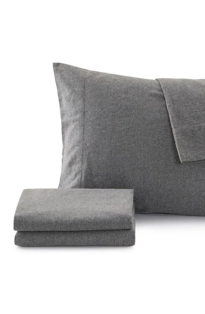 Shop Woven & Weft Heathered Turkish Cotton Flannel Sheet Set In Heathered Dark Grey