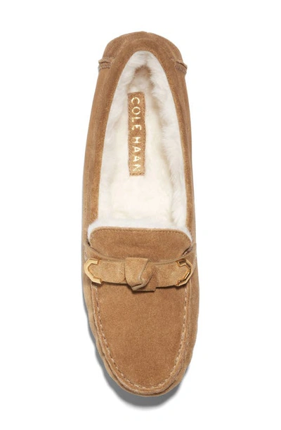 Shop Cole Haan Evelyn Bow Leather Loafer In Golden Tof