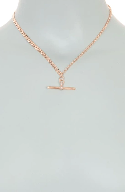 Shop Meshmerise Diamond Cross Bar Pendant Necklace In Rose