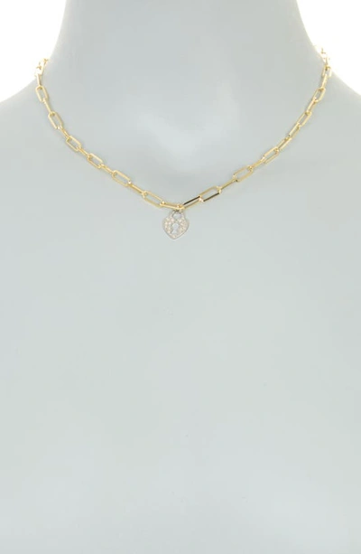 Shop Meshmerise Pavé Diamond Heart Key Pendant Necklace In Yellow