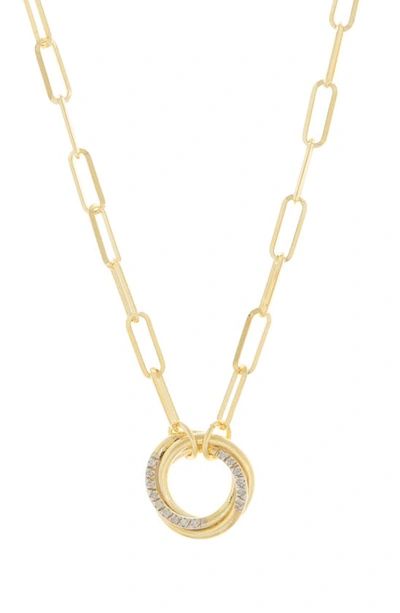 Shop Meshmerise Diamond Twist Circle Pendant Necklace In Yellow