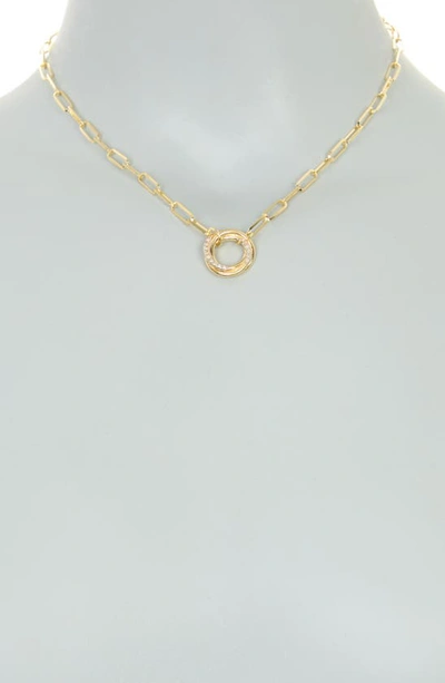 Shop Meshmerise Diamond Twist Circle Pendant Necklace In Yellow