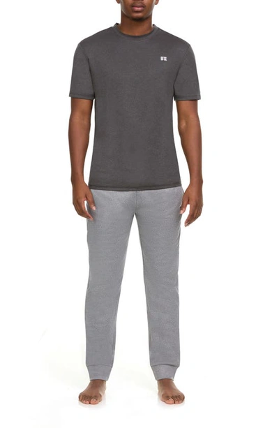 Shop Russell Athletic Tech T-shirt & Fleece Joggers Set In Black/ Grey
