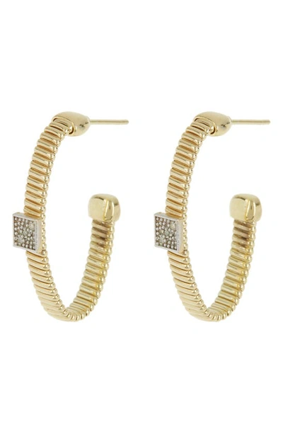 Shop Meshmerise 25mm Diamond Hoop Earrings In Yellow