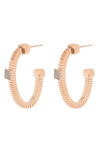 Meshmerise 18k Gold Over Silver 0.06 Ct. Tw. Diamond Earrings In Rose