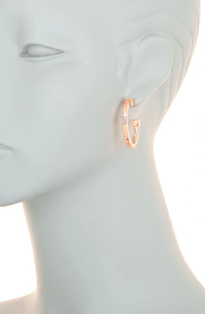 Meshmerise 18k Gold Over Silver 0.06 Ct. Tw. Diamond Earrings In Rose