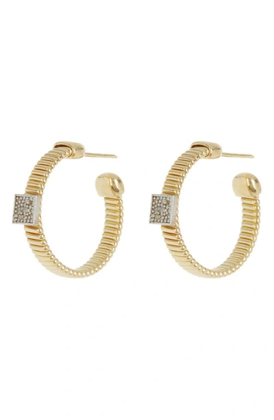 Shop Meshmerise 25mm Diamond Hoop Earrings In Yellow