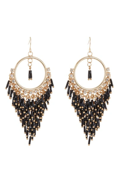 Shop Tasha Crystal Drop Earrings In Gold Jet Black