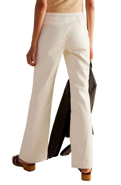 Shop Free People Uptown High Waist Faux Leather Flare Pants In Bone