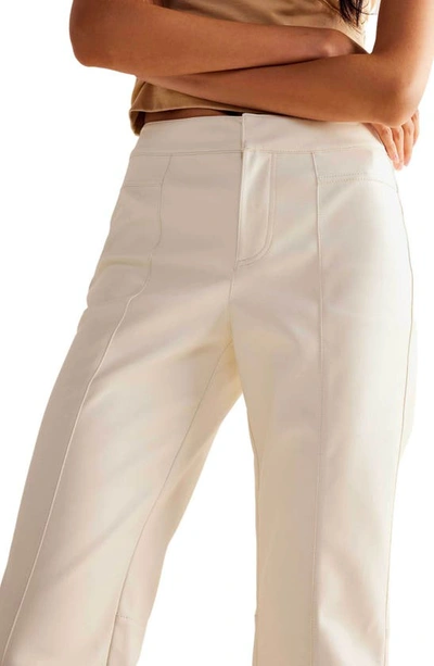 Shop Free People Uptown High Waist Faux Leather Flare Pants In Bone