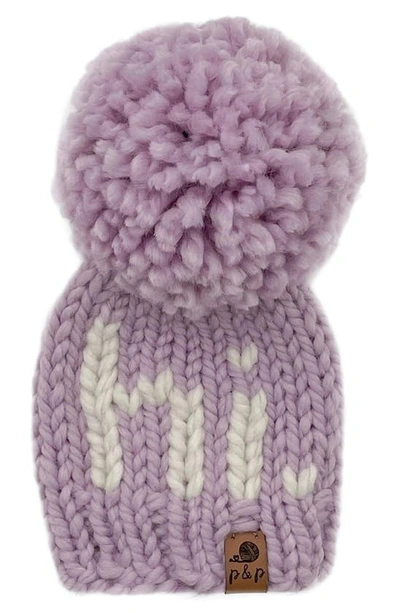 Shop Pine + Poppy Hi Intarsia Pompom Hat In Light Purple