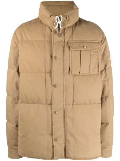 Shop Moncler Genius Brown High-neck Padded Jacket