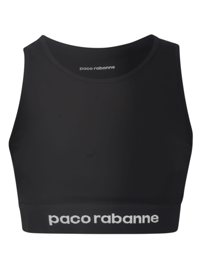 Shop Paco Rabanne Logo Detail Cropped Top In Black
