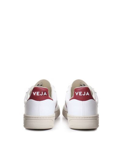 Shop Veja V-10 Sneakers In White, Bordeaux