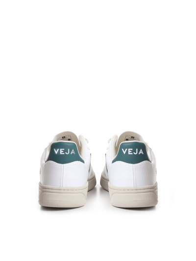 Shop Veja V-10 Sneakers In White, Green