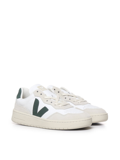 Shop Veja V-90 Sneakers In White, Green