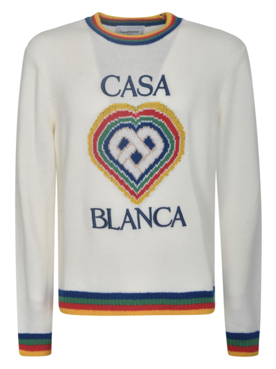 Shop Casablanca Logo Heart Sweater In White