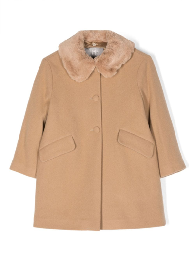 Shop Il Gufo Wooden Wool And Cashmere Cloth Coat In Marrone