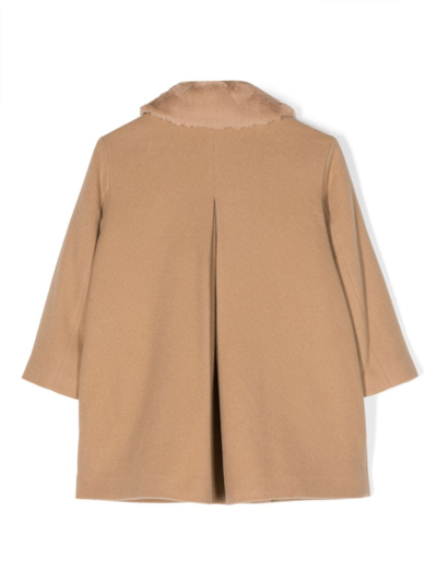 Shop Il Gufo Wooden Wool And Cashmere Cloth Coat In Marrone