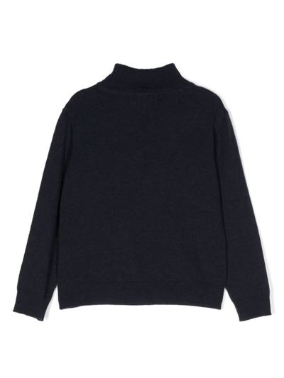 Shop Fay Melange Blue High Neck Sweater