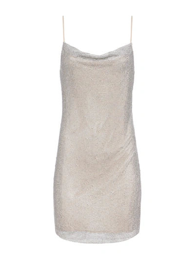 Shop L Agence Benson Chainmail Dress In Silver/crystal