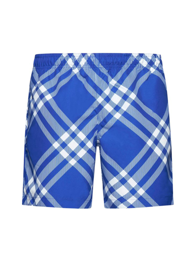 Shop Burberry Check Printed Swim Shorts In Multi