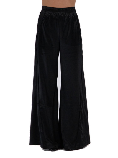 Shop Mm6 Maison Margiela Wide Leg Satin Trousers In Black