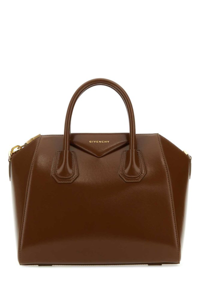 Shop Givenchy Antigona Small Top Handle Bag In Brown