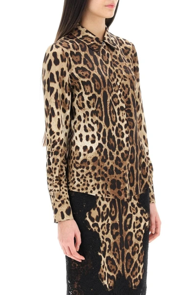 Shop Dolce & Gabbana Leopard Print Silk Shirt In Multicolor