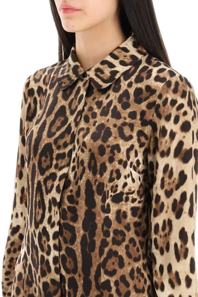 Shop Dolce & Gabbana Leopard Print Silk Shirt In Multicolor