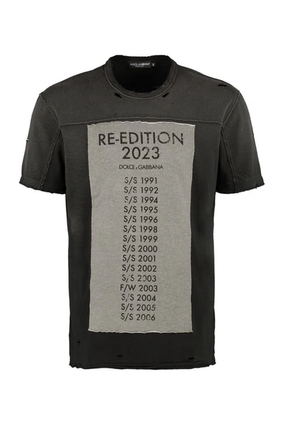 Dolce & Gabbana Re-edition Distressed T-shirt In Black