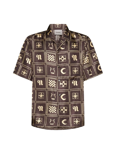 Shop Nanushka Shirts In Apricot Totem Inverse Brown