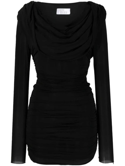 Shop Giuseppe Di Morabito Minidress With Ruffles And Cowl Neck In Black