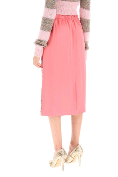 Shop Marni Sequined Satin Midi Skirt In Pink