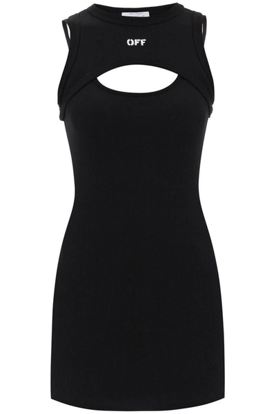 Shop Off-white Cut-out Mini Dress In Black