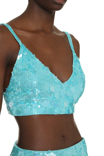 Shop P.a.r.o.s.h . Sequin Top In Turquoise