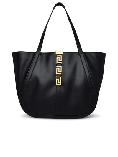 Shop Versace Large 'greca Goddess' Black Leather Bag