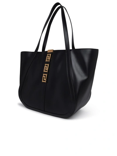 Shop Versace Large 'greca Goddess' Black Leather Bag