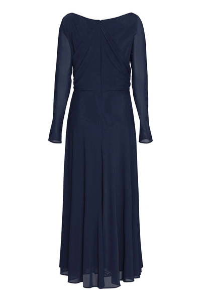 Shop Talbot Runhof Draped Long Dress In Blue