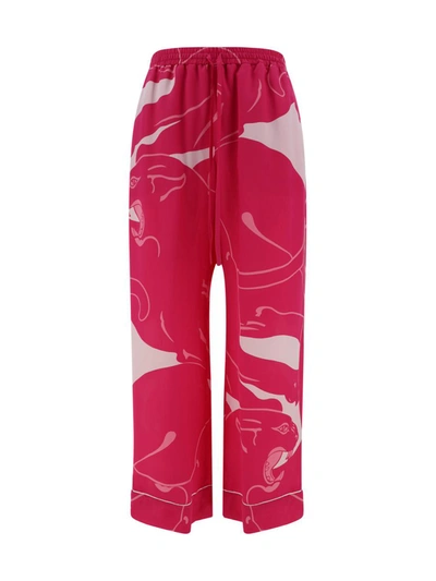 Shop Valentino Pants In Milk/pink Pp