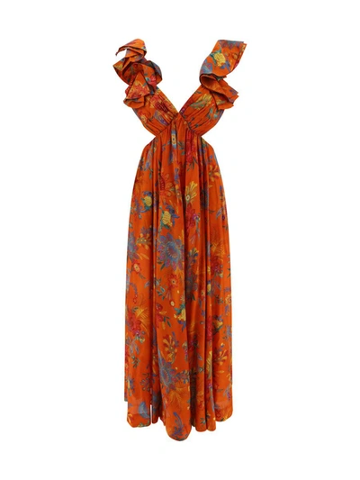 Shop Zimmermann Dresses In Orange Floral