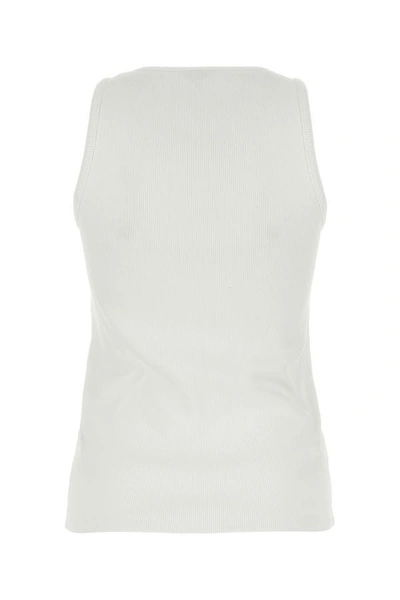 Shop Bottega Veneta Woman White Stretch Cotton Tank Top