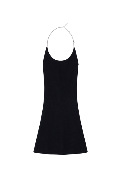 Shop Diesel Chain-halterneck Dress In Stretch Knit In Black