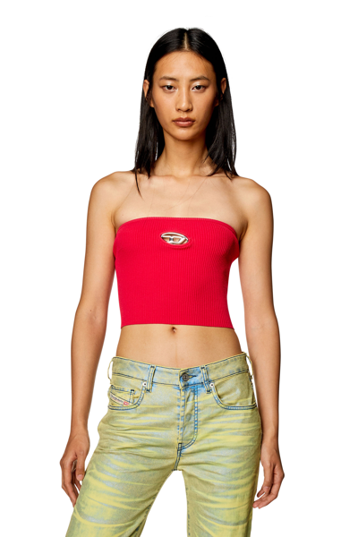 Shop Diesel Tube Top With Logo Plaque In Rosa