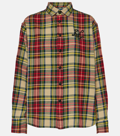 Shop Polo Ralph Lauren Logo Checked Cotton Twill Shirt In Multicoloured