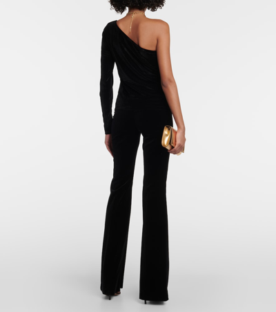 Shop Polo Ralph Lauren One-shoulder Velvet Top In Black