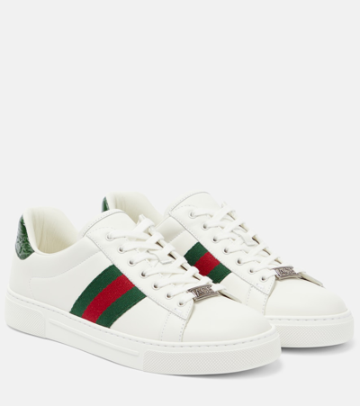 Shop Gucci Ace Leather Sneakers In Multicoloured