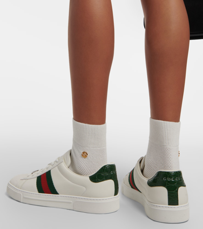 Shop Gucci Ace Leather Sneakers In Multicoloured