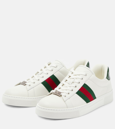 Shop Gucci Ace Leather Sneakers In Multicoloured